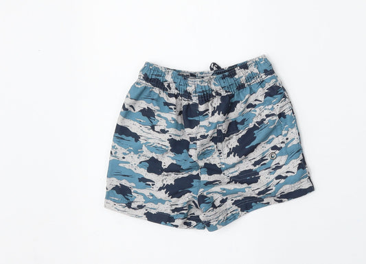 NEXT Boys Blue Camouflage Polyester Cropped Trousers Size 9-12 Months Tie