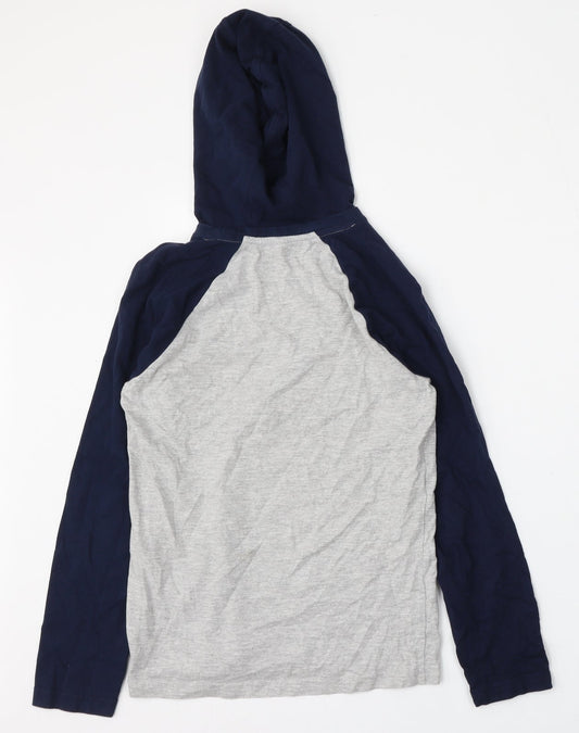 Marks and Spencer Boys Grey Cotton Pullover Hoodie Size 10-11 Years