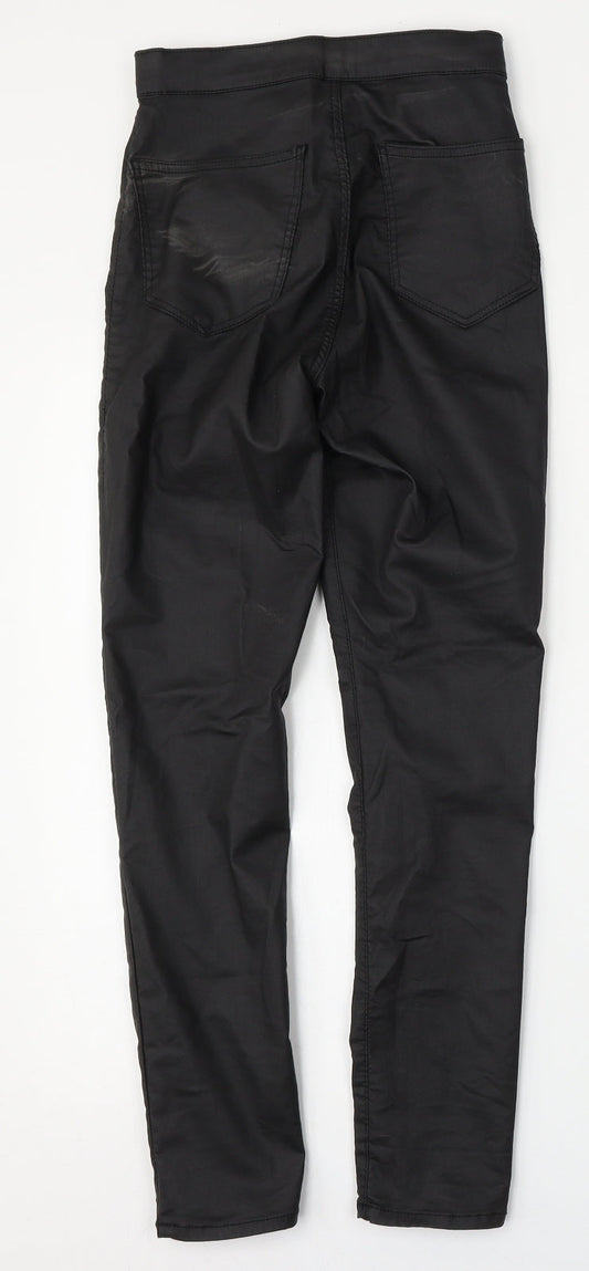 Topshop Womens Black Polyurethane Skinny Jeans Size 25 L28 in Regular Button