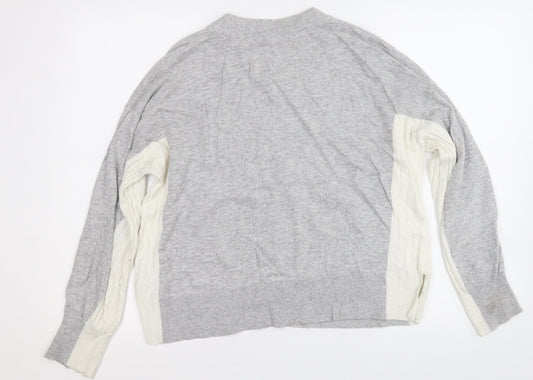 Jack Wills Womens Grey Round Neck Viscose Pullover Jumper Size 10