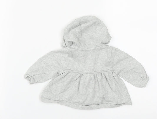 Mothercare Girls Grey Cotton Cardigan Jumper Size 0-3 Months Zip
