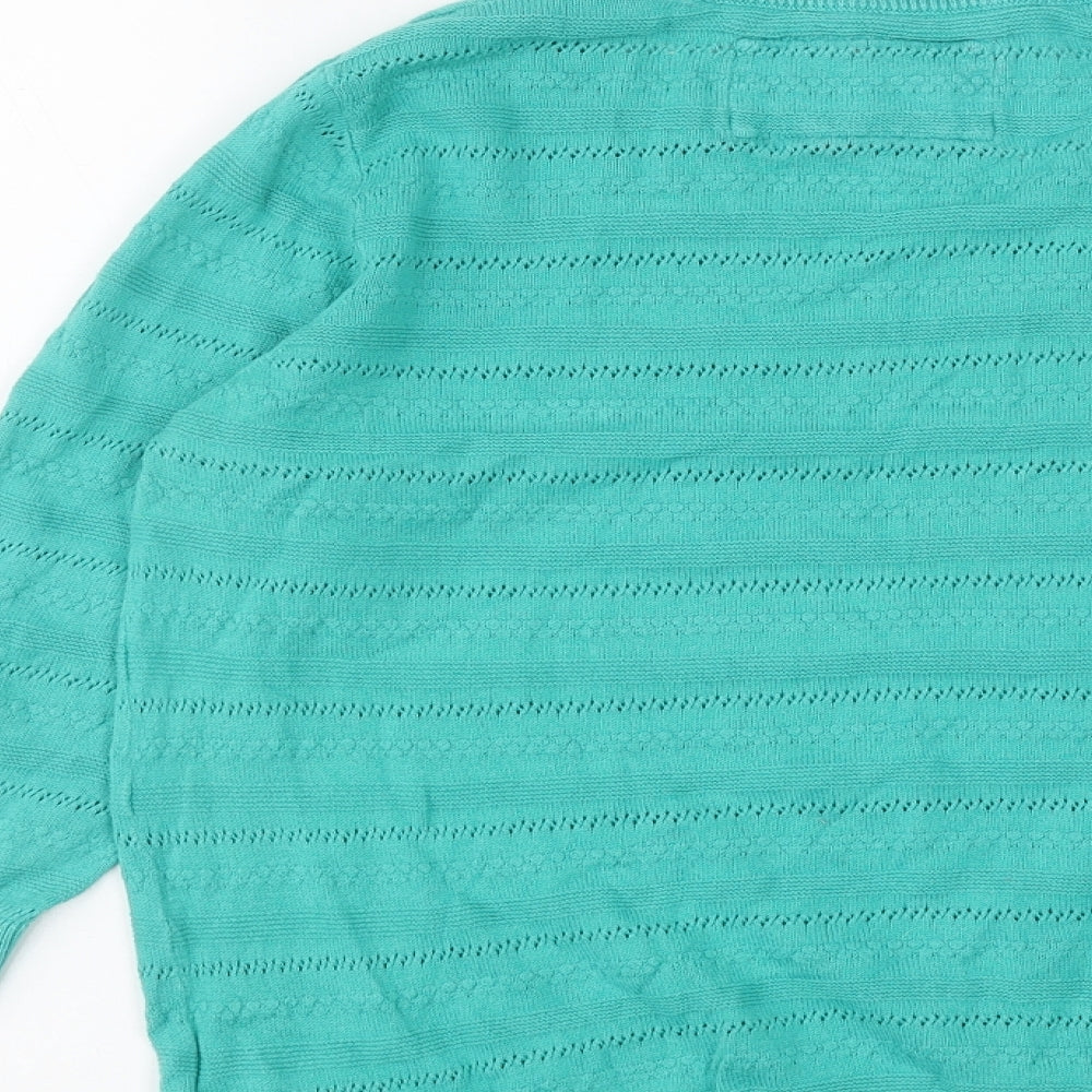 Marks and Spencer Womens Green Round Neck Cotton Pullover Jumper Size 12