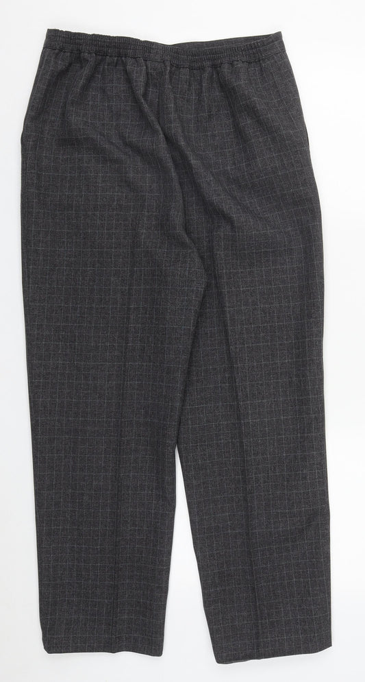 EWM Womens Grey Plaid Polyester Trousers Size 12 L25 in Regular