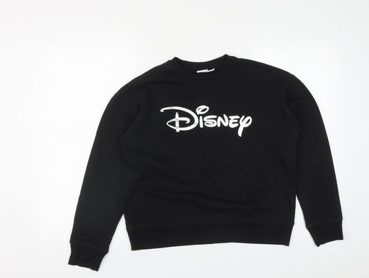 Disney Womens Black Round Neck  Polyester Pullover Jumper Size XS