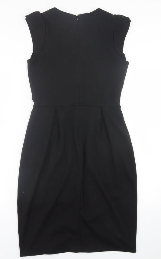 Atmosphere Womens Black Polyester A-Line Size 10 Crew Neck Zip