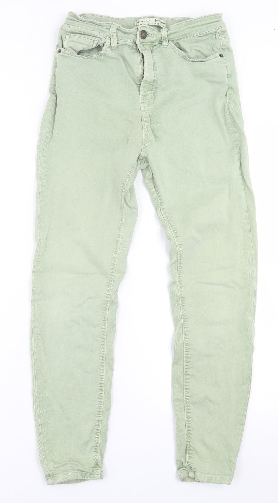 Stradivarius Womens Green Cotton Straight Jeans Size 10 L27 in Regular Button