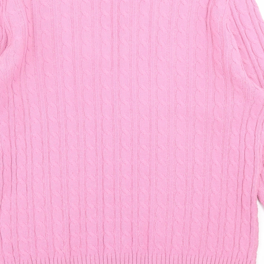 CHIC Womens Pink V-Neck Acrylic Pullover Jumper Size S