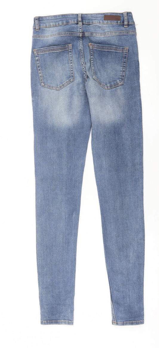 Pieces Womens Blue Cotton Skinny Jeans Size S L31 in Regular Button