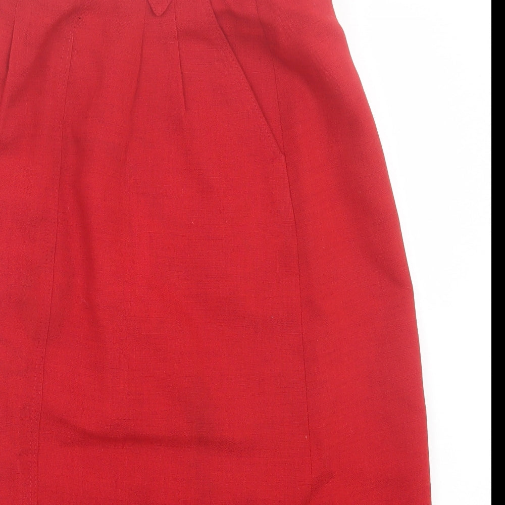 Paul Costelloe Womens Red Polyester A-Line Skirt Size 8 Button