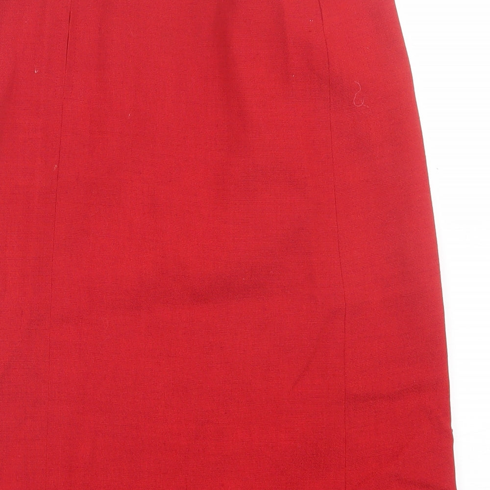 Paul Costelloe Womens Red Polyester A-Line Skirt Size 8 Button
