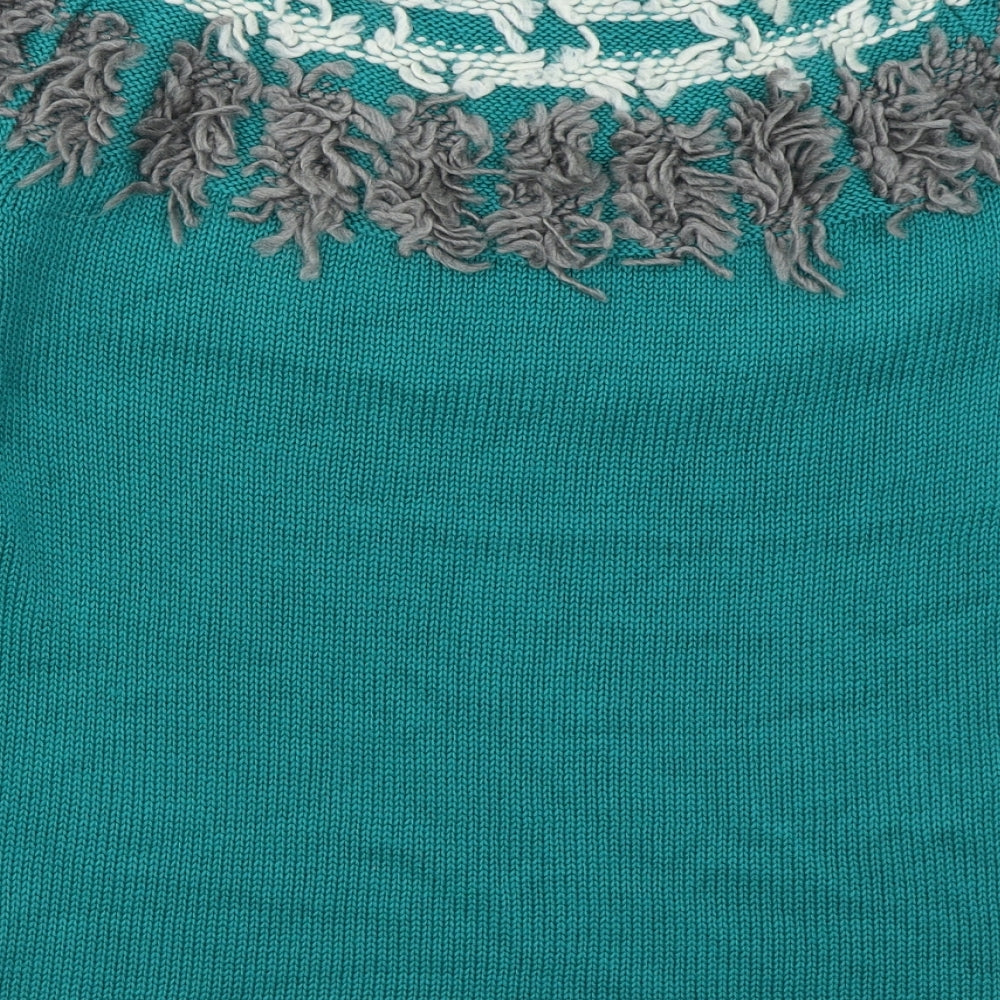 Eureca Womens Green Crew Neck Acrylic Pullover Jumper Size 14