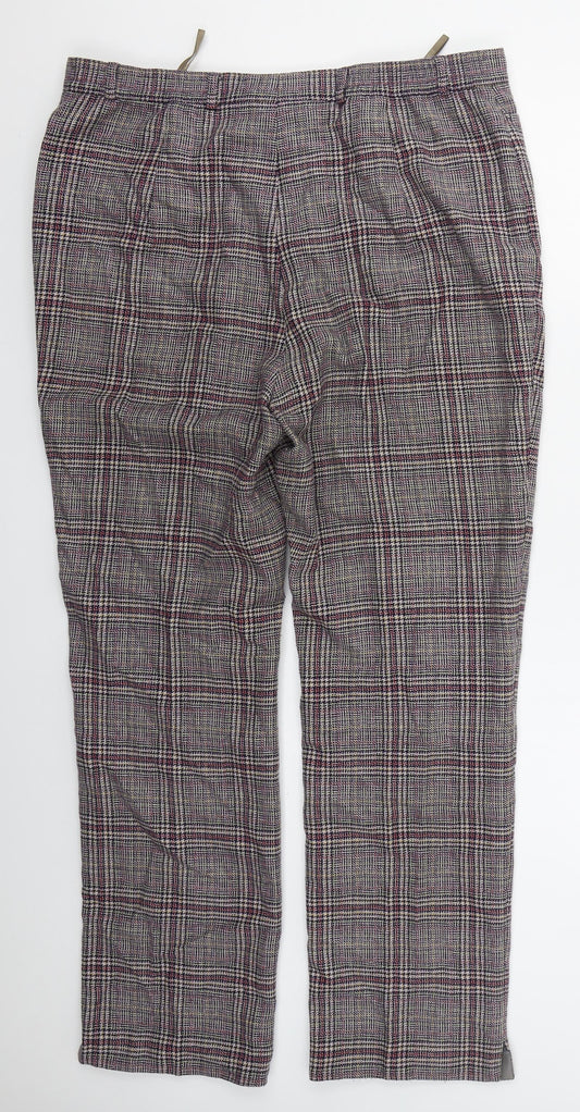 Peter Hahm Womens Purple Check Wool Trousers Size 36 in L30 in Regular Button