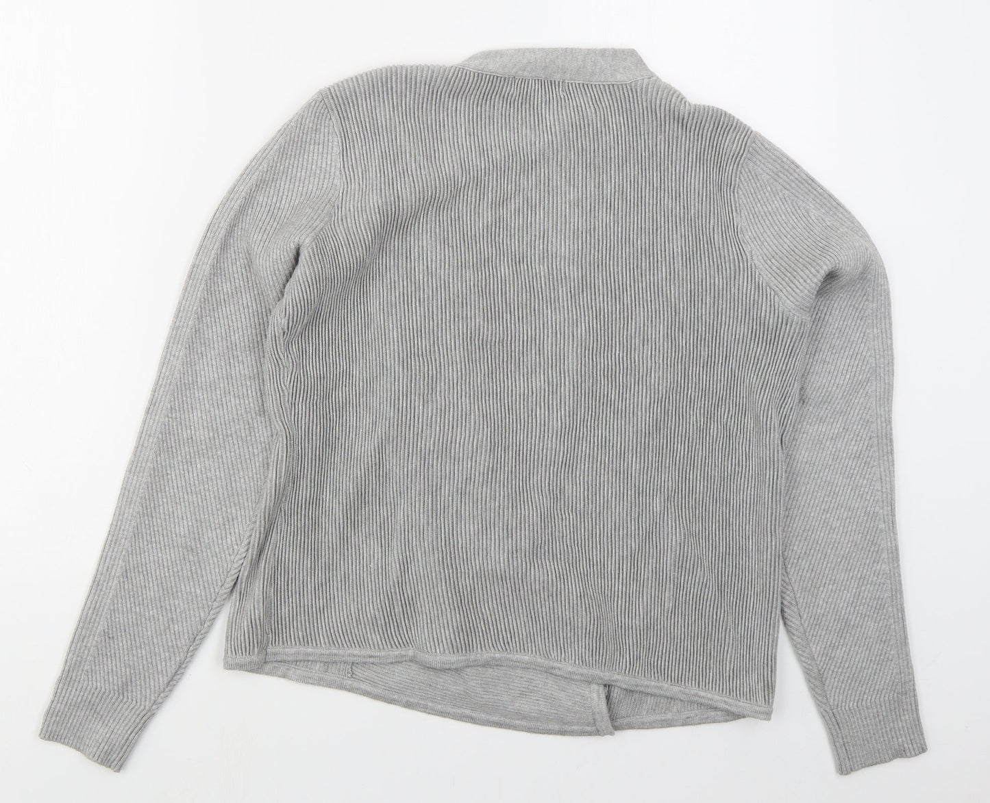 JD Williams Womens Grey Round Neck Viscose Full Zip Jumper Size 12