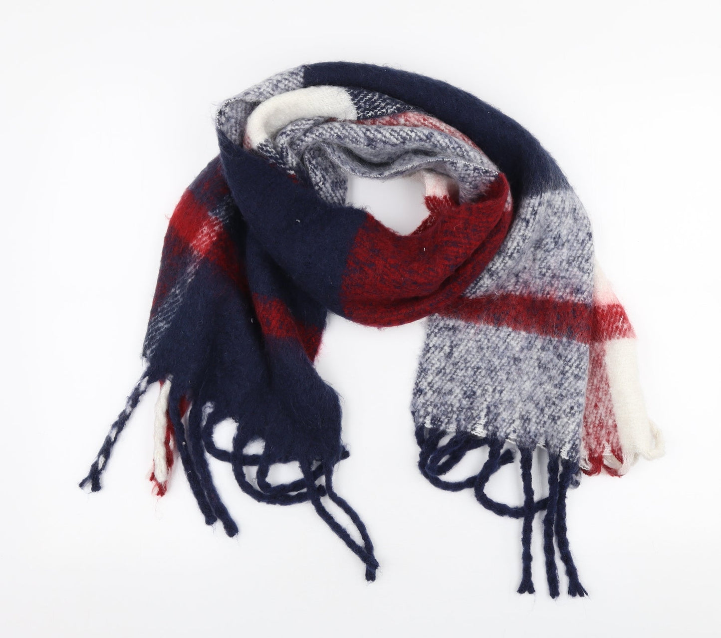 Preworn Womens Multicoloured Plaid Polyester Scarf