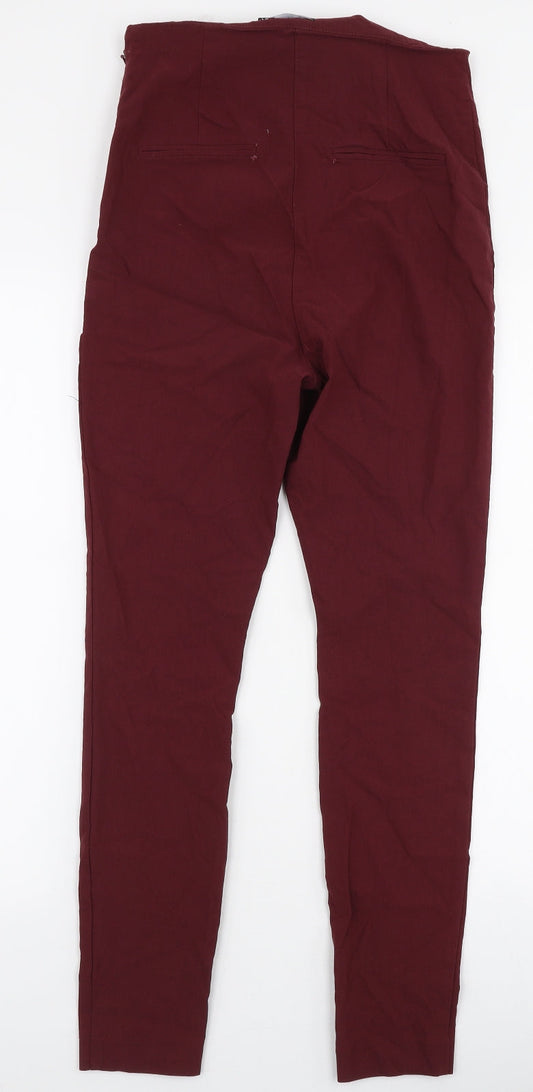 ASOS Womens Red Polyester Trousers Size 10 L26 in Slim Zip