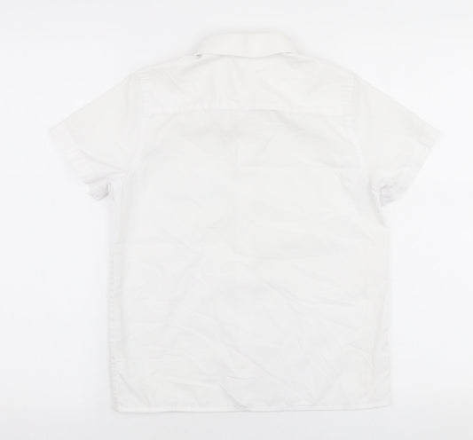 F&F Boys White Polyester Basic Button-Up Size 9-10 Years Collared Button