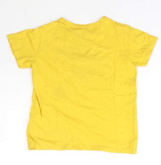United Colors of Benetton Girls Yellow Cotton Basic T-Shirt Size 2 Years Crew Neck Pullover