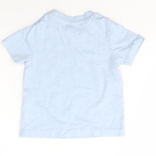 George Boys Blue Cotton Basic T-Shirt Size 12 Months Crew Neck Pullover