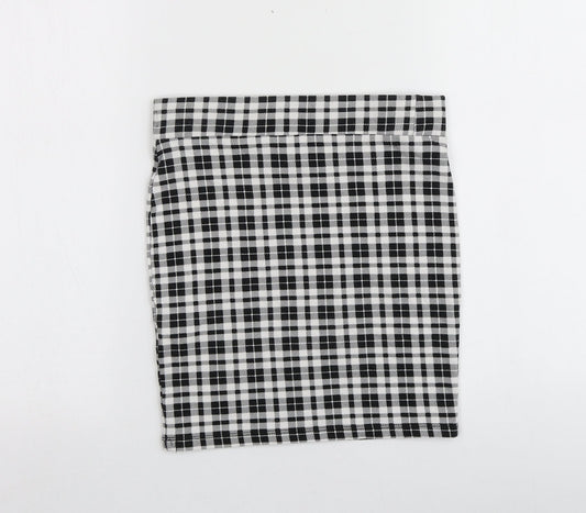 New Look Girls Black Plaid Cotton A-Line Skirt Size 10-11 Years Regular