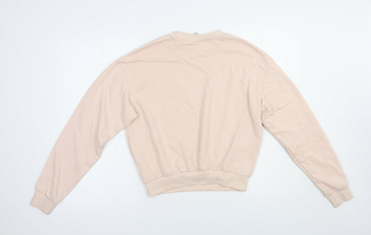 H&M Womens Pink Cotton Pullover Sweatshirt Size S Pullover - Smile