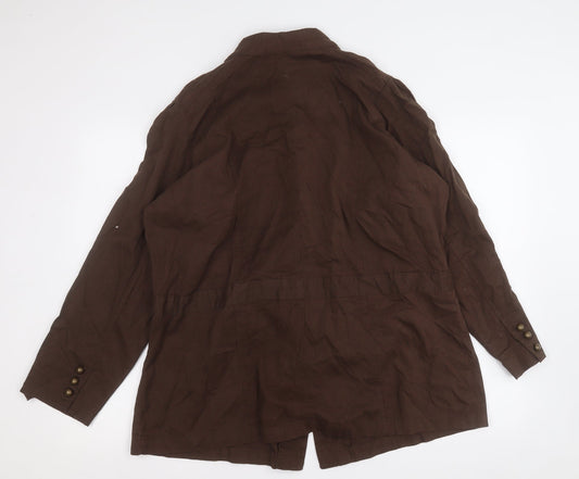 Casual Comfort Womens Brown Cotton Shirt Dress Size L Round Neck