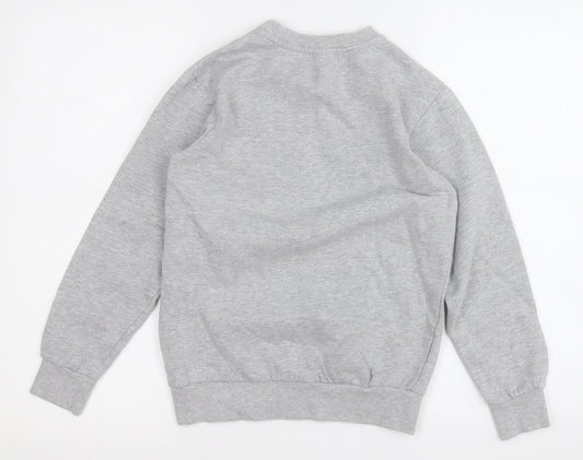 Disney Girls Grey Cotton Pullover Sweatshirt Size 10-11 Years - Mickey Mouse Christmas