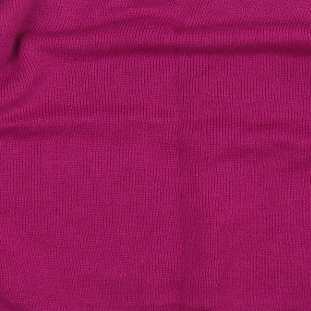Preworn Womens Purple Round Neck Acrylic Pullover Jumper Size 14 - Flowers