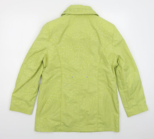 Isle Womens Green Animal Print Jacket Coat Size 12 Zip