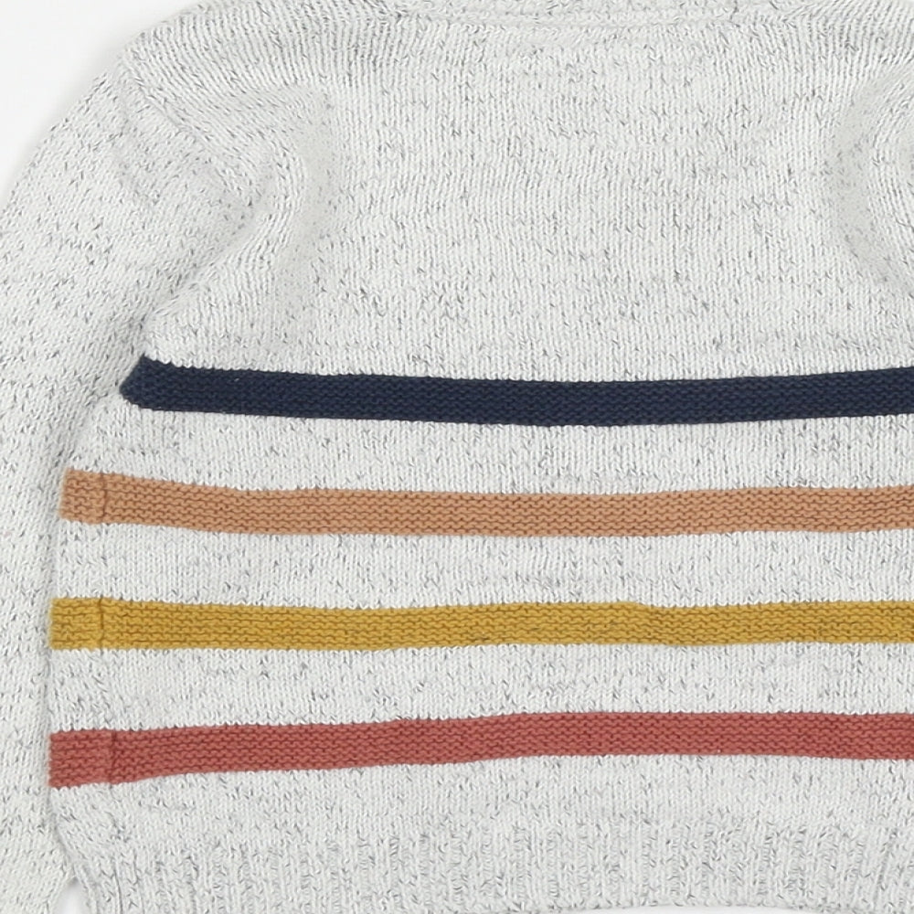 F&F Baby Grey Striped Cotton Pullover Jumper Size 12-18 Months Button