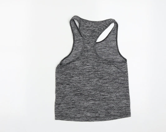 USA Pro Girls Grey Polyester Basic Tank Size 9-10 Years Round Neck