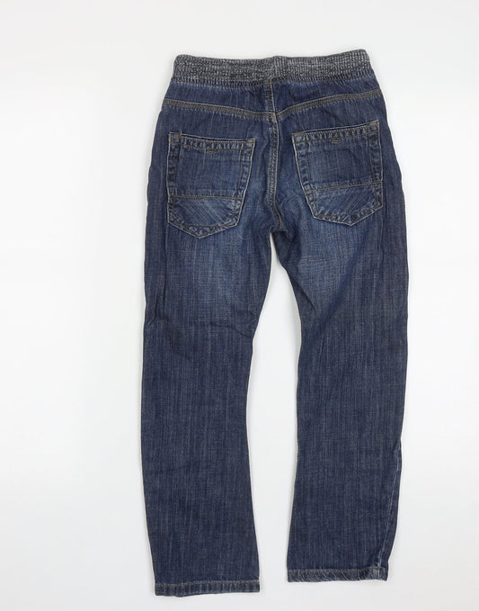 Matalan Boys Blue Cotton Straight Jeans Size 9 Months L22 in Regular Drawstring