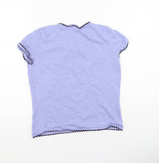 Anne Brooks Womens Purple Viscose Basic T-Shirt Size 12 Round Neck
