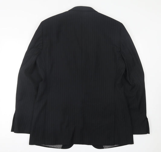 Urbane Mens Black Striped Polyester Jacket Suit Jacket Size 40