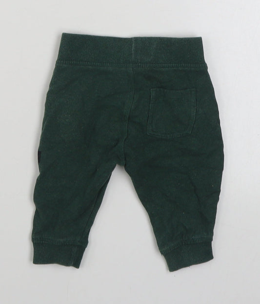 Mothercare Boys Green Cotton Jogger Trousers Size 6-9 Months