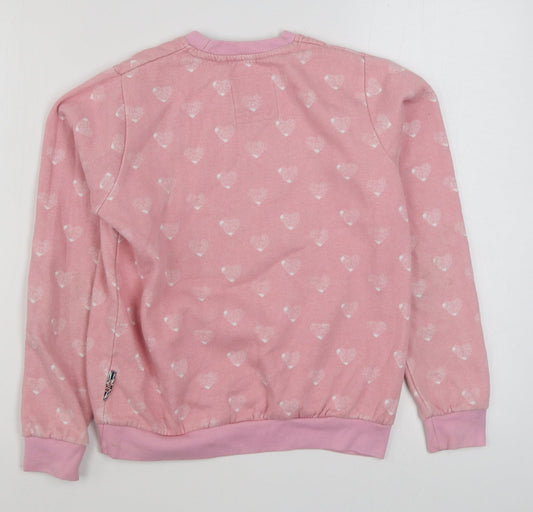 Lee Copper Girls Pink Geometric Cotton Pullover Sweatshirt Size 13 Years Pullover