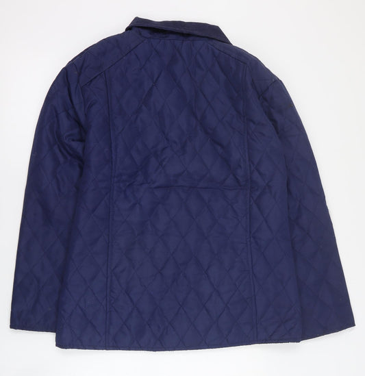 Influence Womens Blue Quilted Coat Size 10 Snap