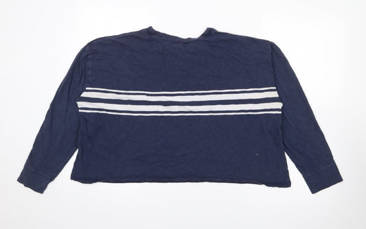 Hollister Womens Blue Crew Neck Striped Polyester Pullover Jumper Size L