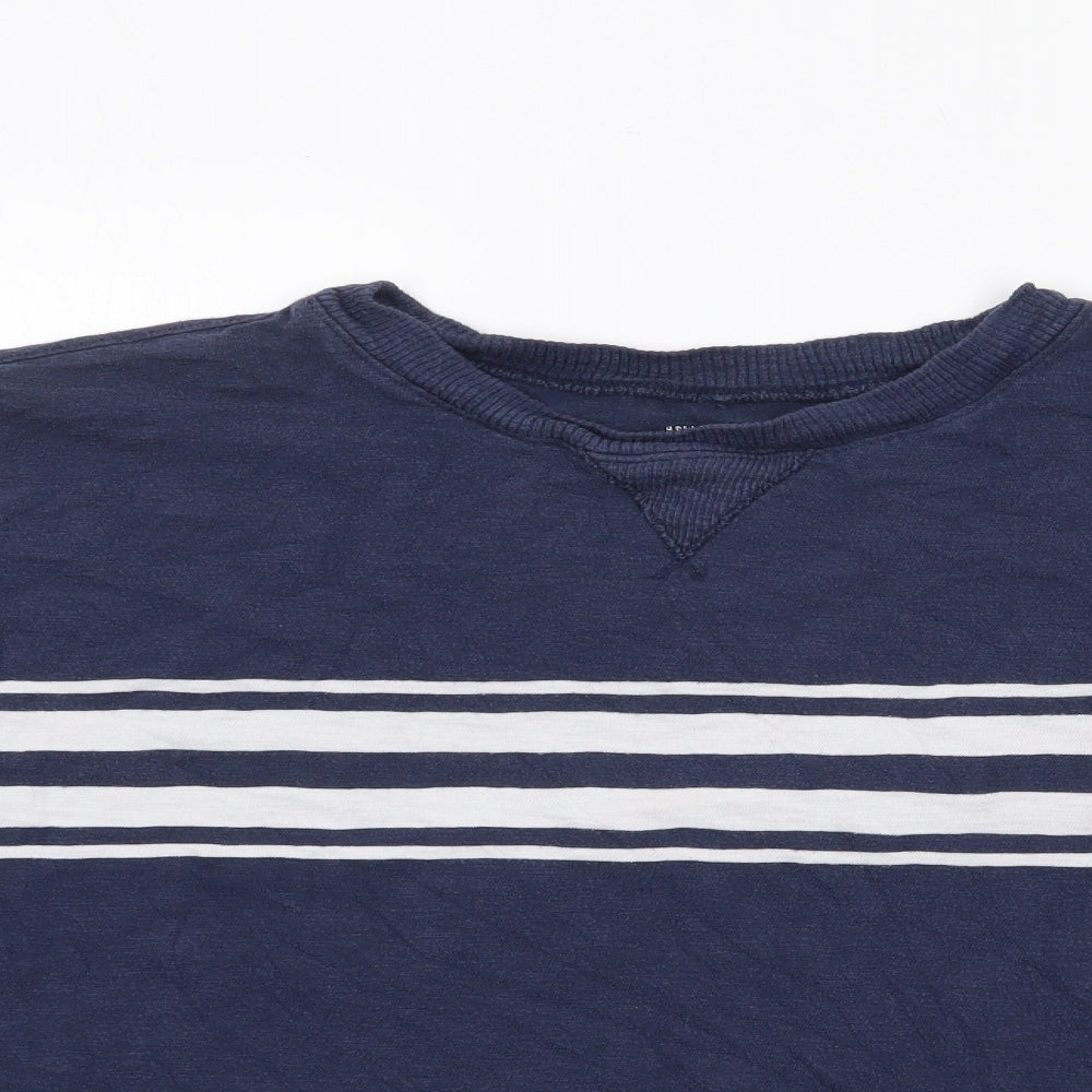 Hollister Womens Blue Crew Neck Striped Polyester Pullover Jumper Size L