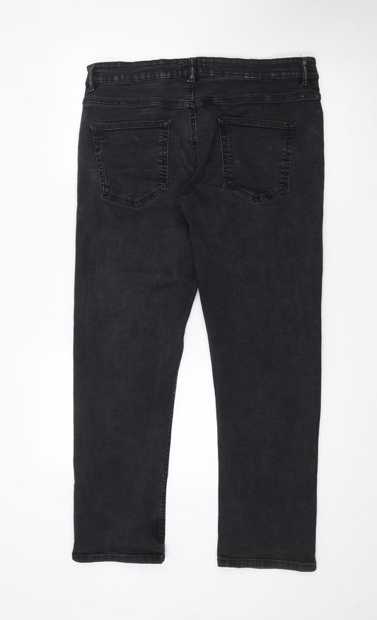 Easy Womens Black Cotton Straight Jeans Size 36 in L28 in Regular