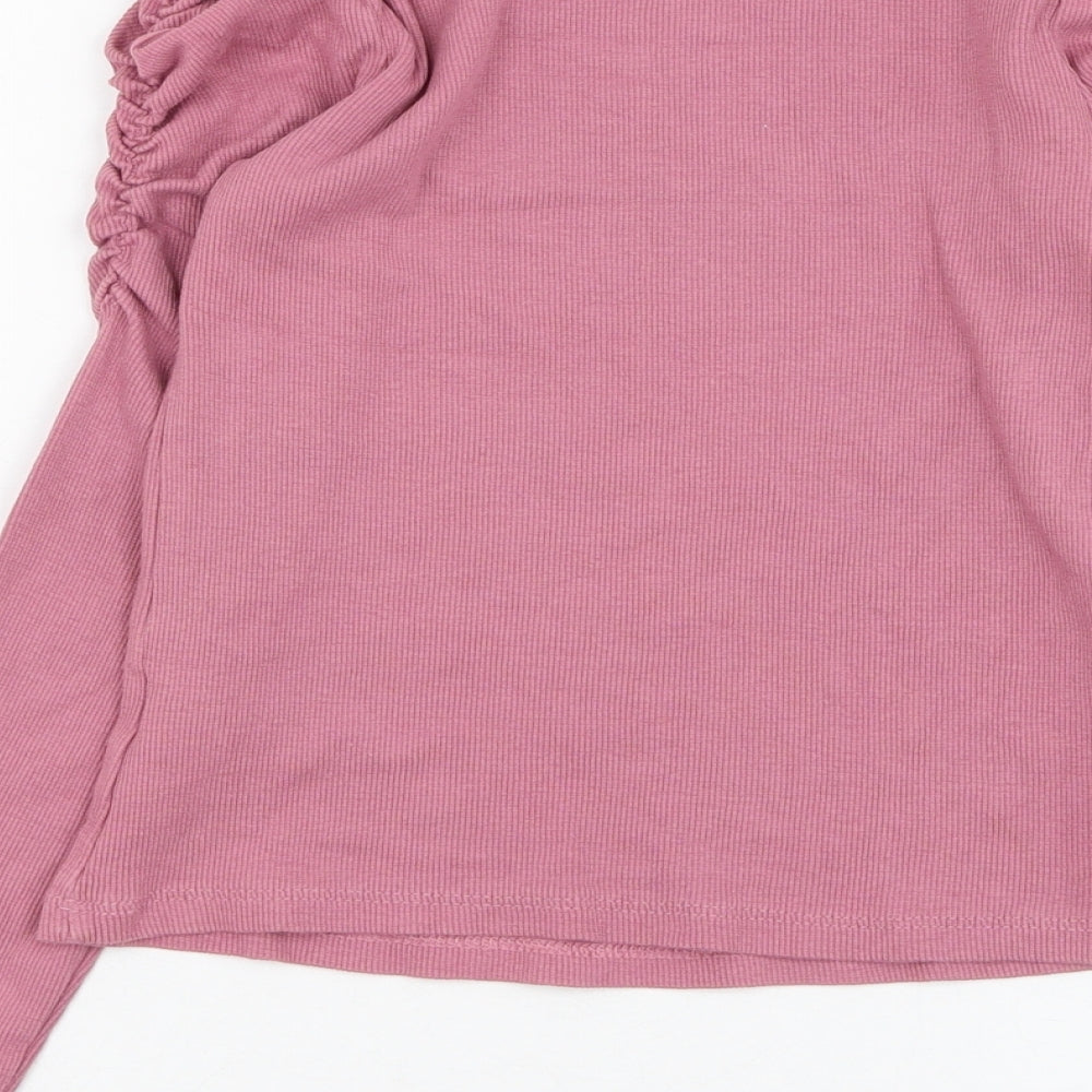 Matalan Girls Pink Cotton Basic T-Shirt Size 8 Years Round Neck Pullover