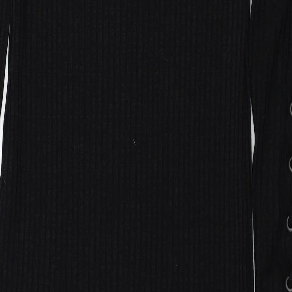 H&M Womens Black Viscose Pencil Dress Size 8 Round Neck Pullover