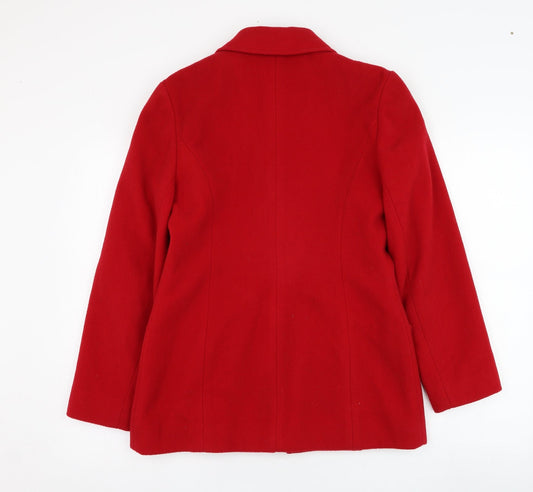 Charlotte Halton Womens Red Overcoat Coat Size 10 Zip