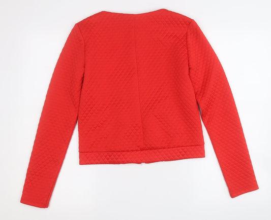 Divided Womens Red Geometric Jacket Size S Zip