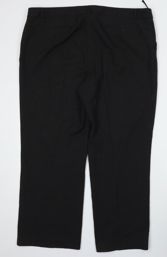 Marks and Spencer Womens Black Polyester Trousers Size 44 L28 in Regular Button