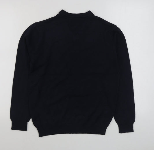Sandstone & Co Men Mens Blue V-Neck Acrylic Pullover Jumper Size M