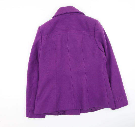 Preworn Womens Purple Pea Coat Coat Size 12