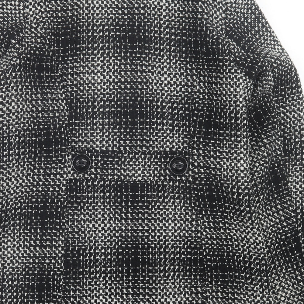 Classic Womens Black Plaid Jacket Size 12 Button