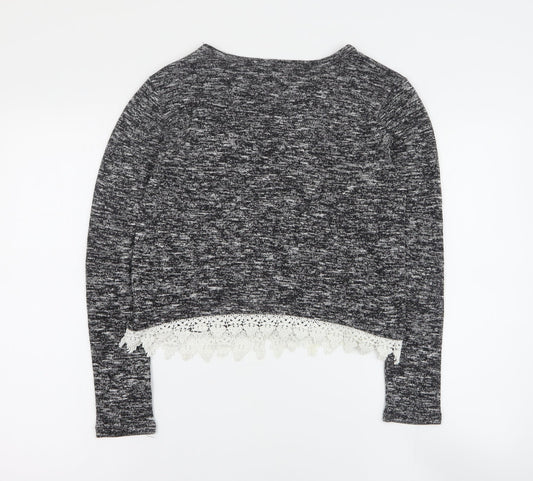 New Look Girls Grey Round Neck Polyester Pullover Jumper Size 12-13 Years Pullover