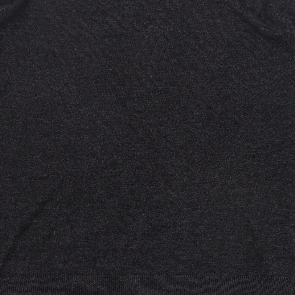 Easy Mens Grey V-Neck Acrylic Pullover Jumper Size L
