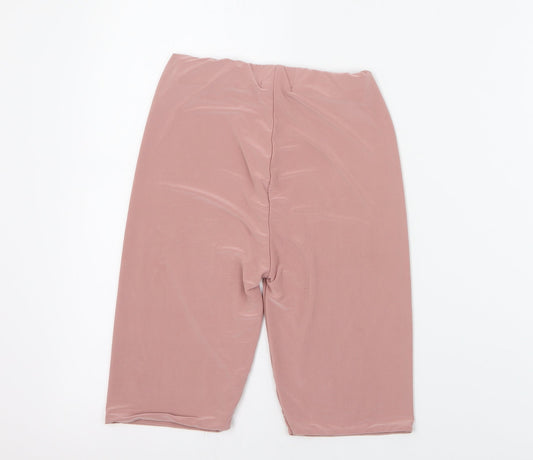 PRETTYLITTLETHING Womens Pink Polyester Hot Pants Shorts Size 6 L9 in Regular Pull On